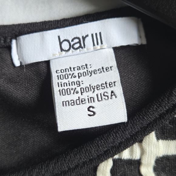 Bar III Black and White Sleeveless Peplum Top - Picture 5 of 6